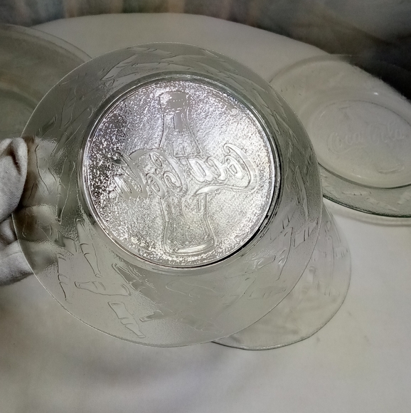 Coca Cola Clear Glass Embossed 6pc Dinnerware Set - Picture 12 of 14